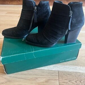 Paul Green Textured Black Ankle Boots